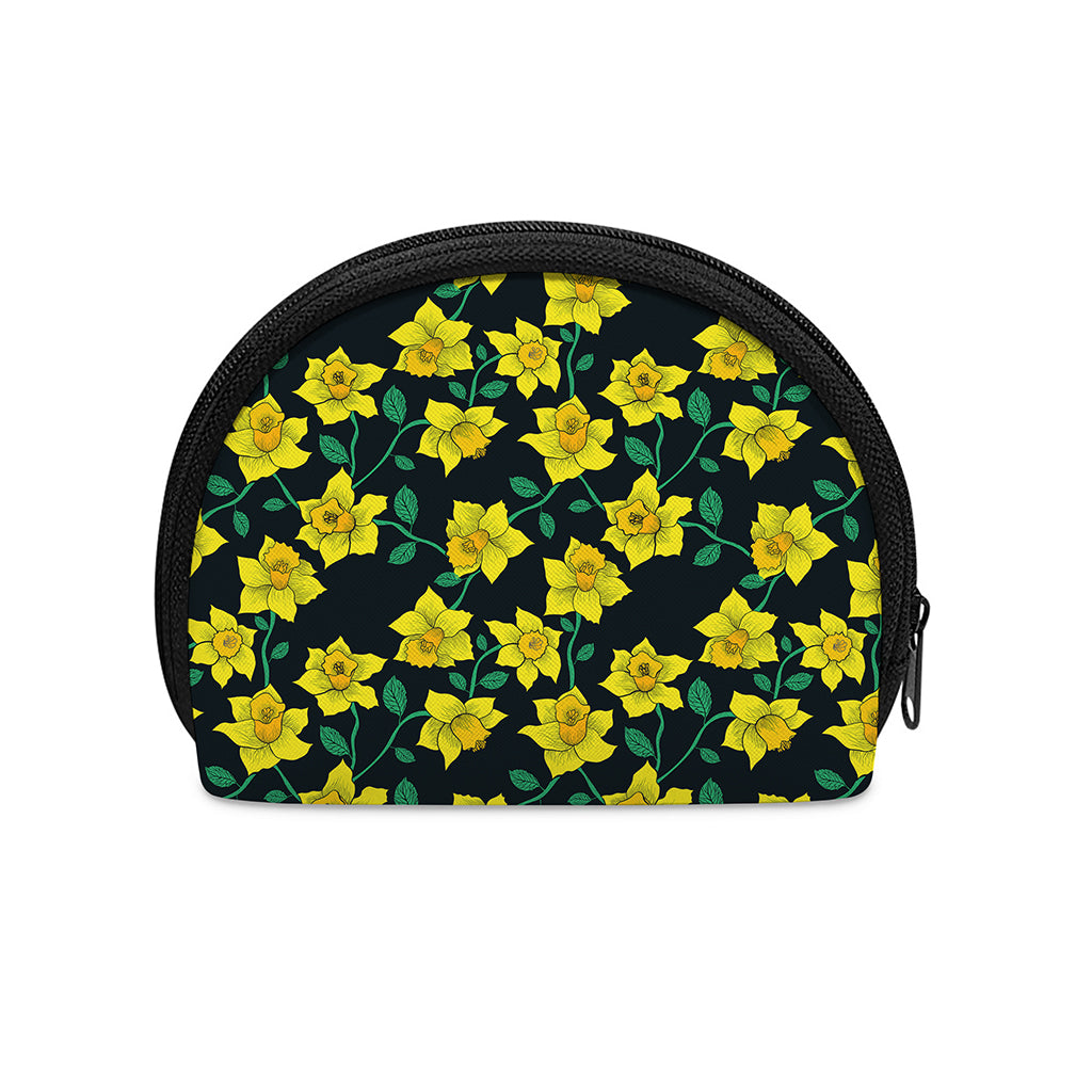Drawing Daffodil Flower Pattern Print Coin Purse