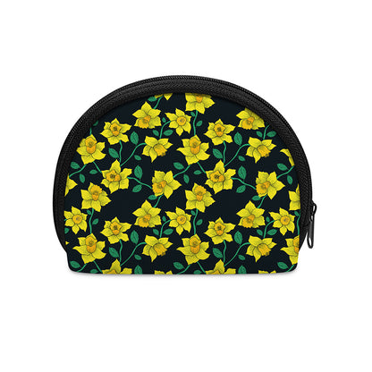 Drawing Daffodil Flower Pattern Print Coin Purse