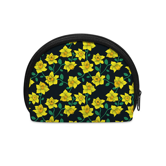 Drawing Daffodil Flower Pattern Print Coin Purse