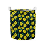 Drawing Daffodil Flower Pattern Print Collapsible Laundry Basket