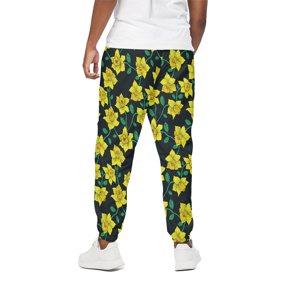 Drawing Daffodil Flower Pattern Print Cotton Pants