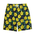 Drawing Daffodil Flower Pattern Print Cotton Shorts