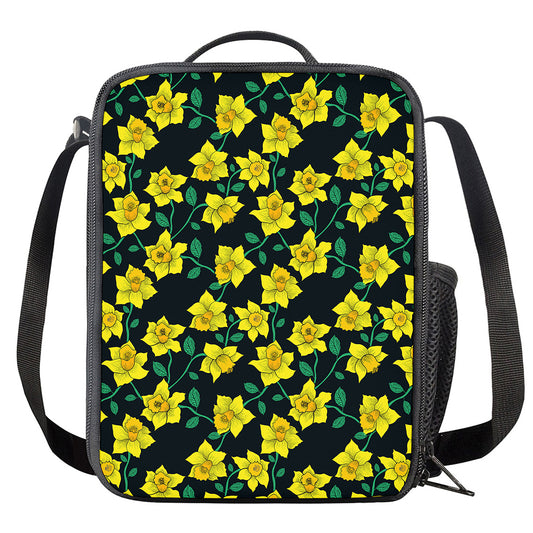 Drawing Daffodil Flower Pattern Print Crossbody Lunch Bag