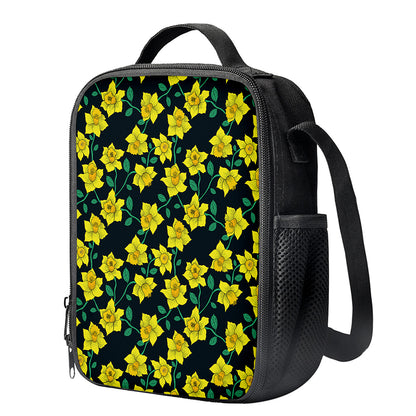 Drawing Daffodil Flower Pattern Print Crossbody Lunch Bag