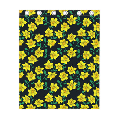 Drawing Daffodil Flower Pattern Print Curtain