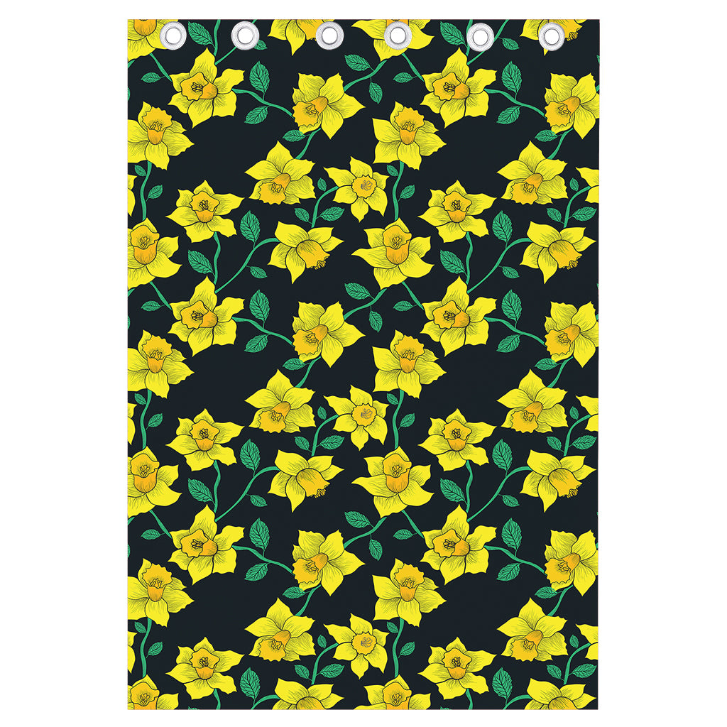 Drawing Daffodil Flower Pattern Print Curtain