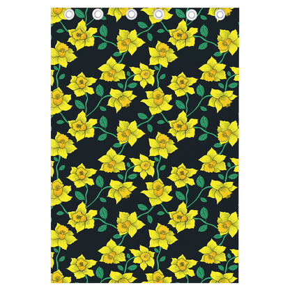 Drawing Daffodil Flower Pattern Print Curtain