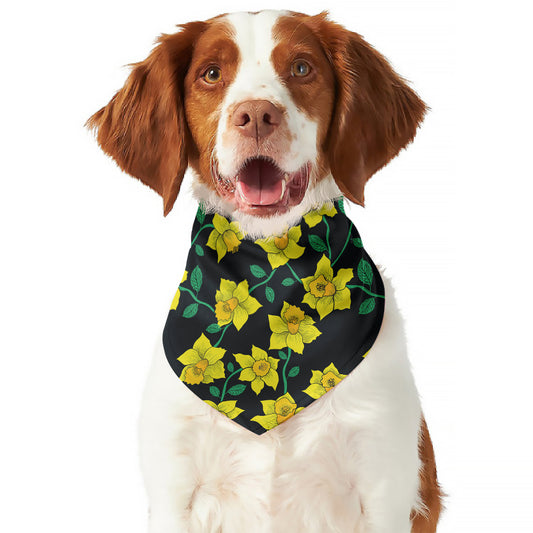 Drawing Daffodil Flower Pattern Print Dog Bandana
