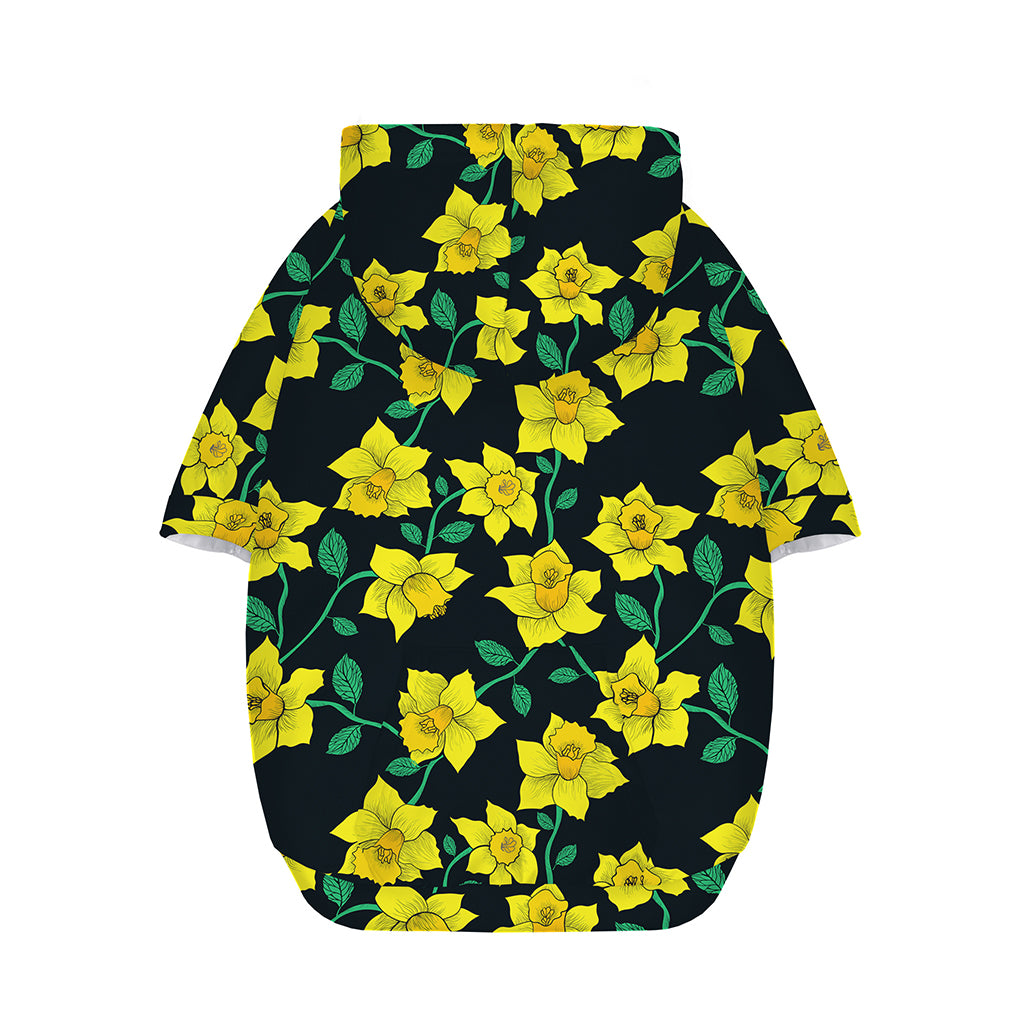 Drawing Daffodil Flower Pattern Print Dog Zip Up Hoodie