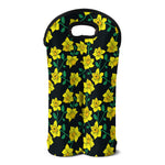 Drawing Daffodil Flower Pattern Print Double Neoprene Wine Tote