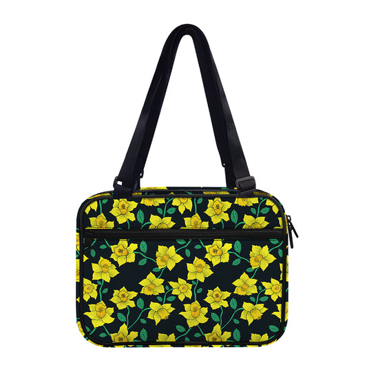 Drawing Daffodil Flower Pattern Print Double Strap Bible Bag
