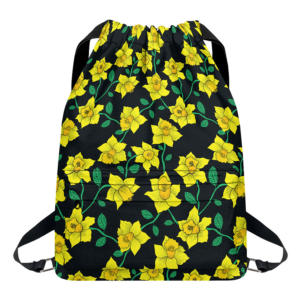 Drawing Daffodil Flower Pattern Print Drawstring Backpack