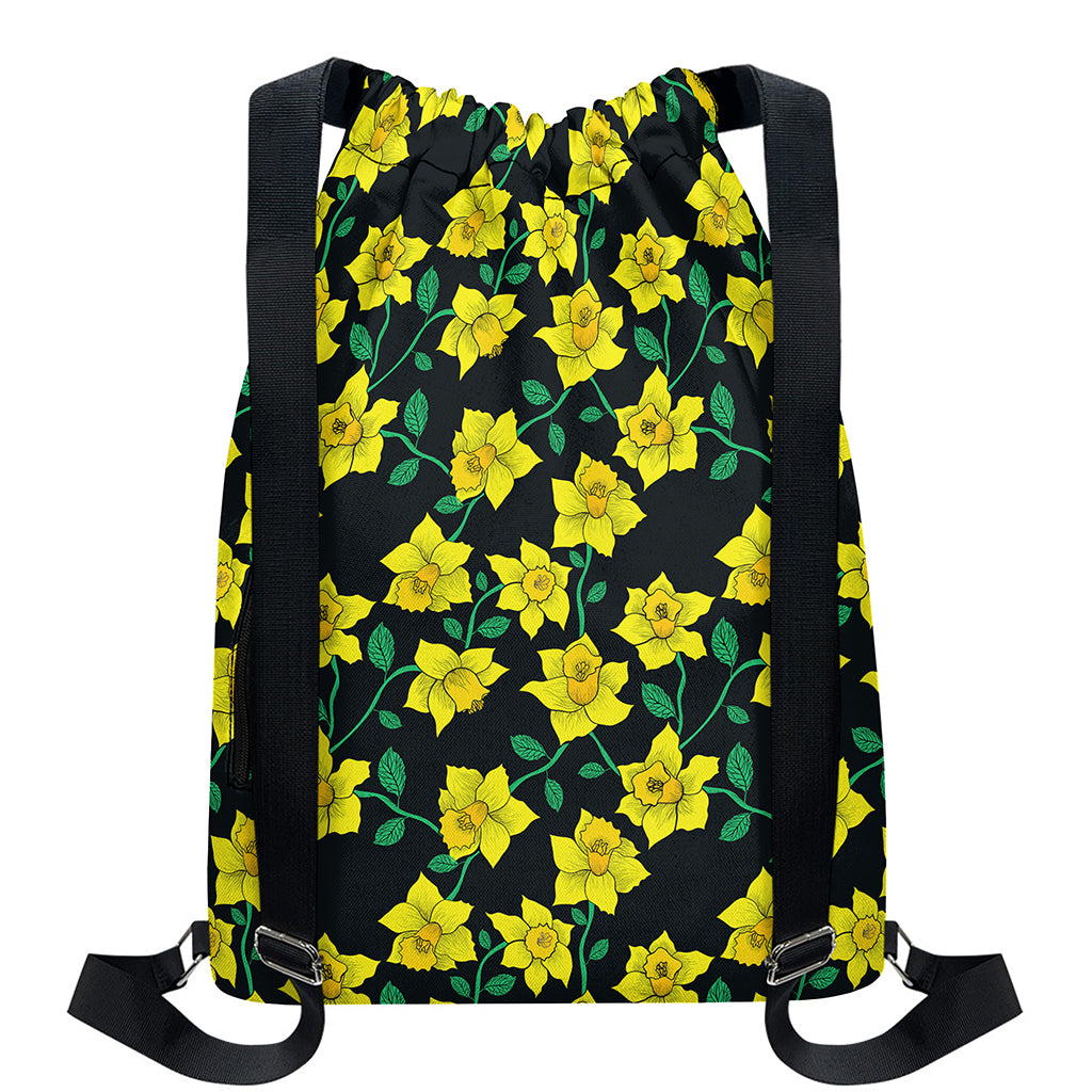 Drawing Daffodil Flower Pattern Print Drawstring Backpack