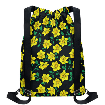 Drawing Daffodil Flower Pattern Print Drawstring Backpack