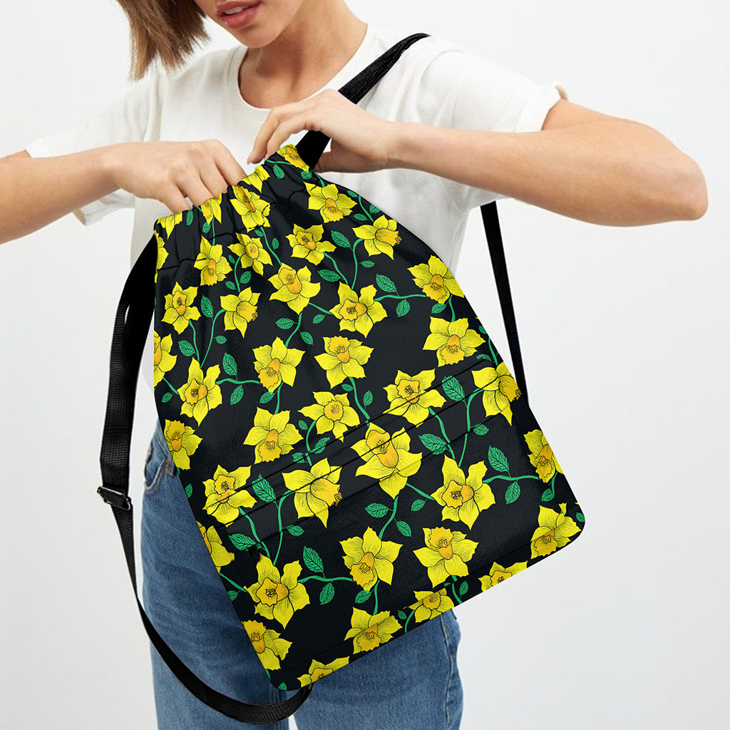 Drawing Daffodil Flower Pattern Print Drawstring Backpack