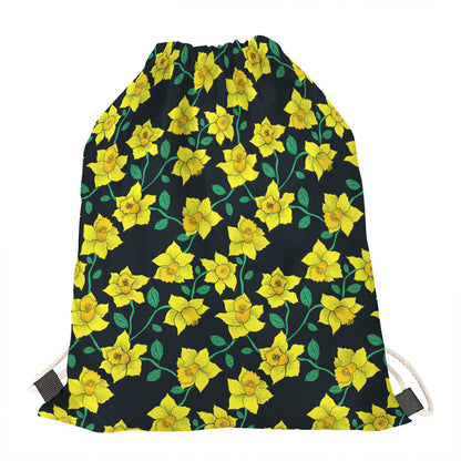 Drawing Daffodil Flower Pattern Print Drawstring Bag