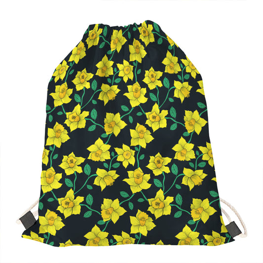 Drawing Daffodil Flower Pattern Print Drawstring Bag