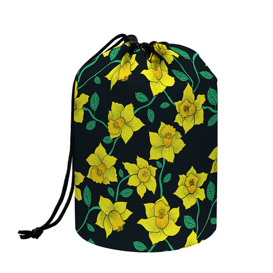 Drawing Daffodil Flower Pattern Print Drawstring Makeup Bag