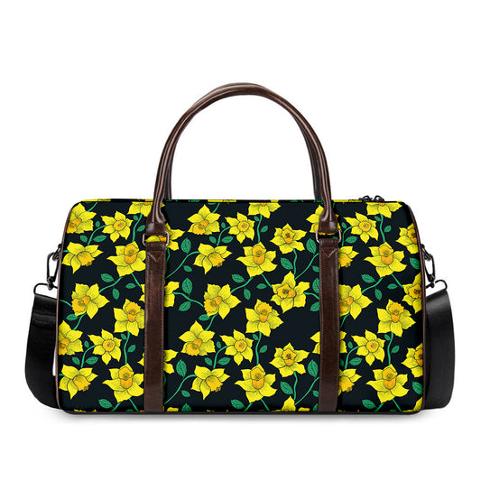 Drawing Daffodil Flower Pattern Print Duffle Bag