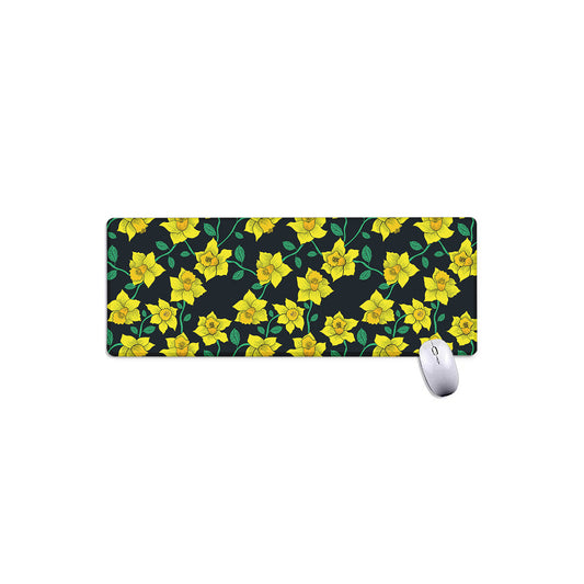 Drawing Daffodil Flower Pattern Print Extended Mouse Pad