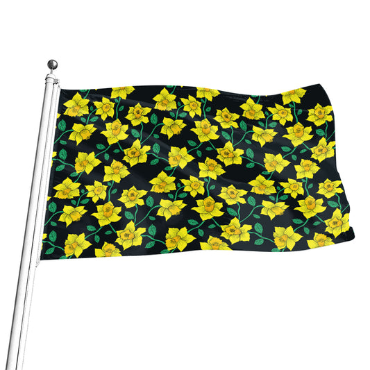 Drawing Daffodil Flower Pattern Print Flag