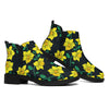Drawing Daffodil Flower Pattern Print Flat Ankle Boots
