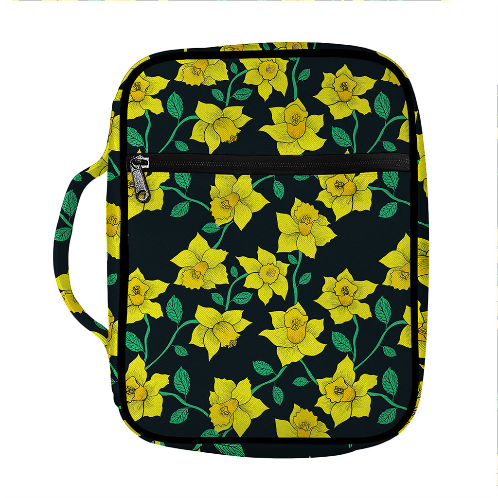 Drawing Daffodil Flower Pattern Print Front Pocket Bible Bag
