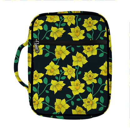 Drawing Daffodil Flower Pattern Print Front Pocket Bible Bag