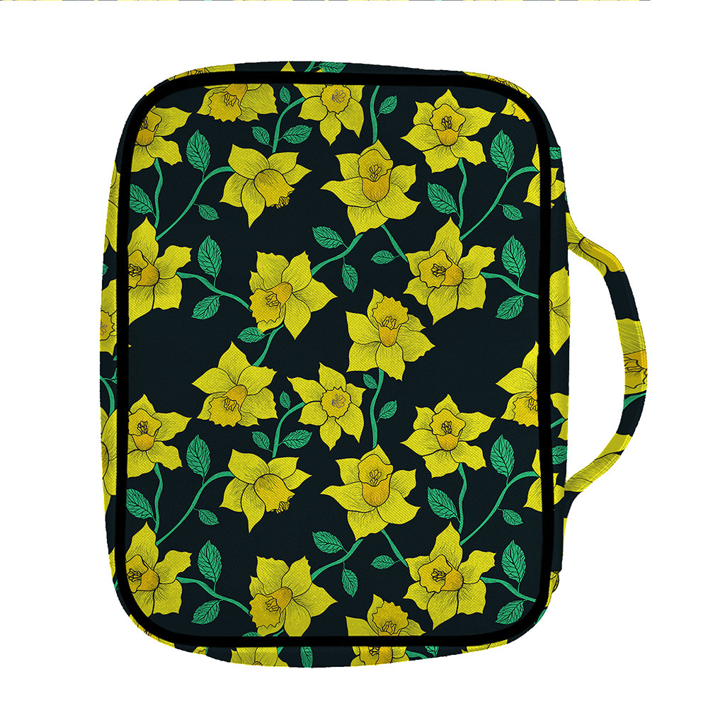 Drawing Daffodil Flower Pattern Print Front Pocket Bible Bag