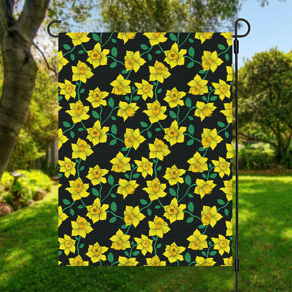 Drawing Daffodil Flower Pattern Print Garden Flag