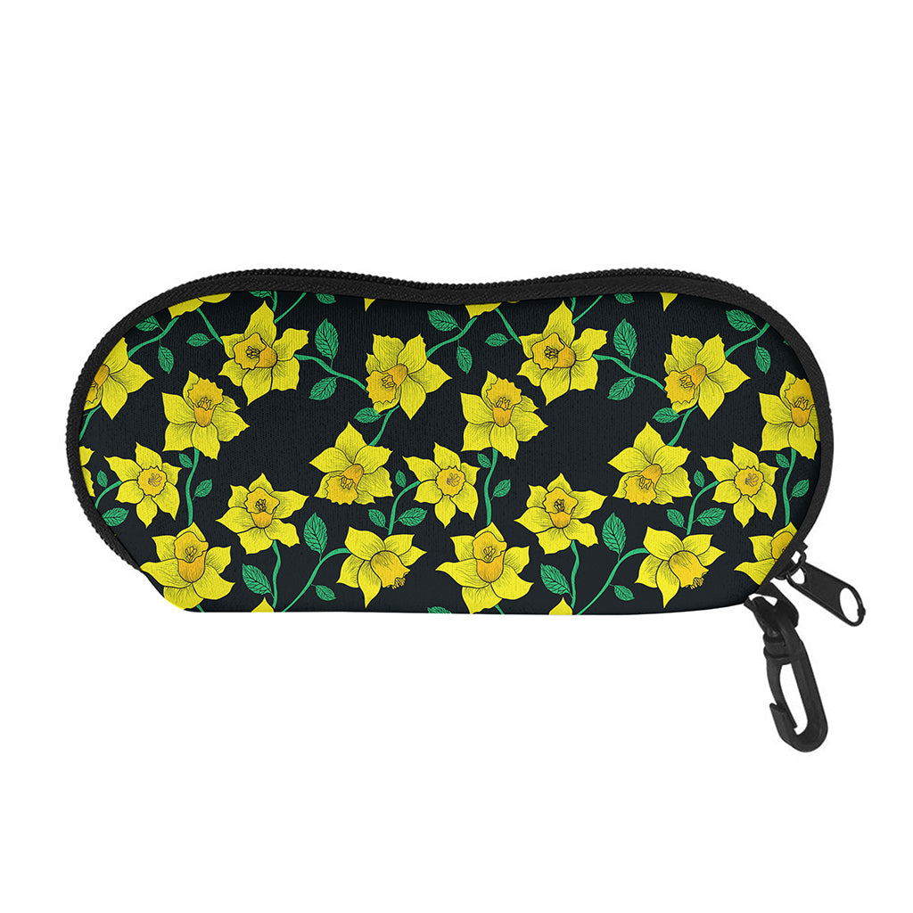 Drawing Daffodil Flower Pattern Print Glasses Case