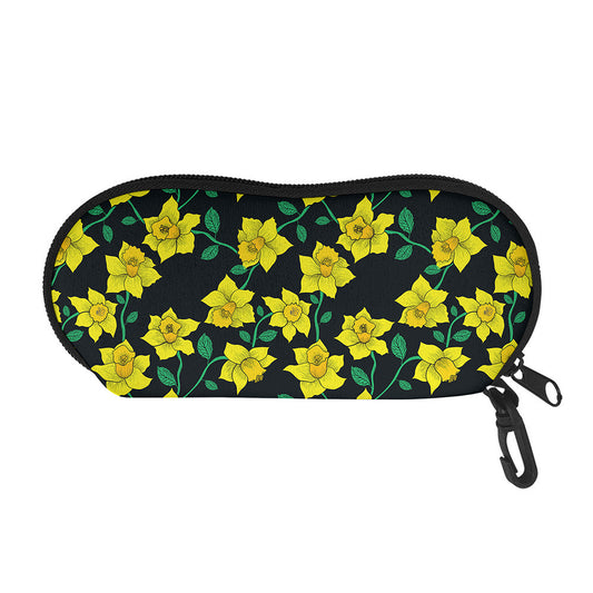 Drawing Daffodil Flower Pattern Print Glasses Case