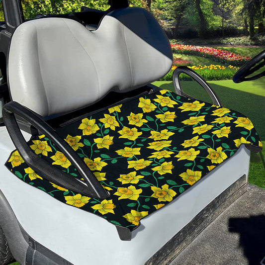 Drawing Daffodil Flower Pattern Print Golf Cart Seat Cover