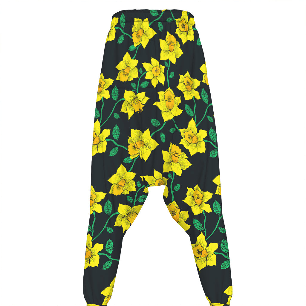 Drawing Daffodil Flower Pattern Print Hammer Pants