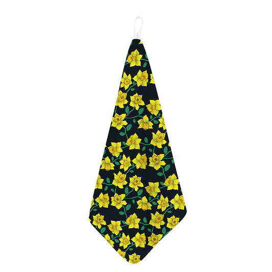 Drawing Daffodil Flower Pattern Print Hand Towel
