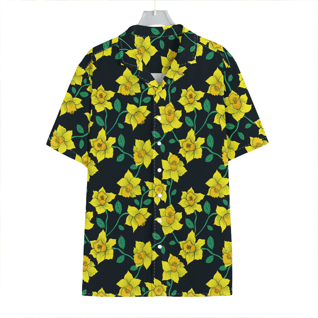 Drawing Daffodil Flower Pattern Print Hawaiian Shirt