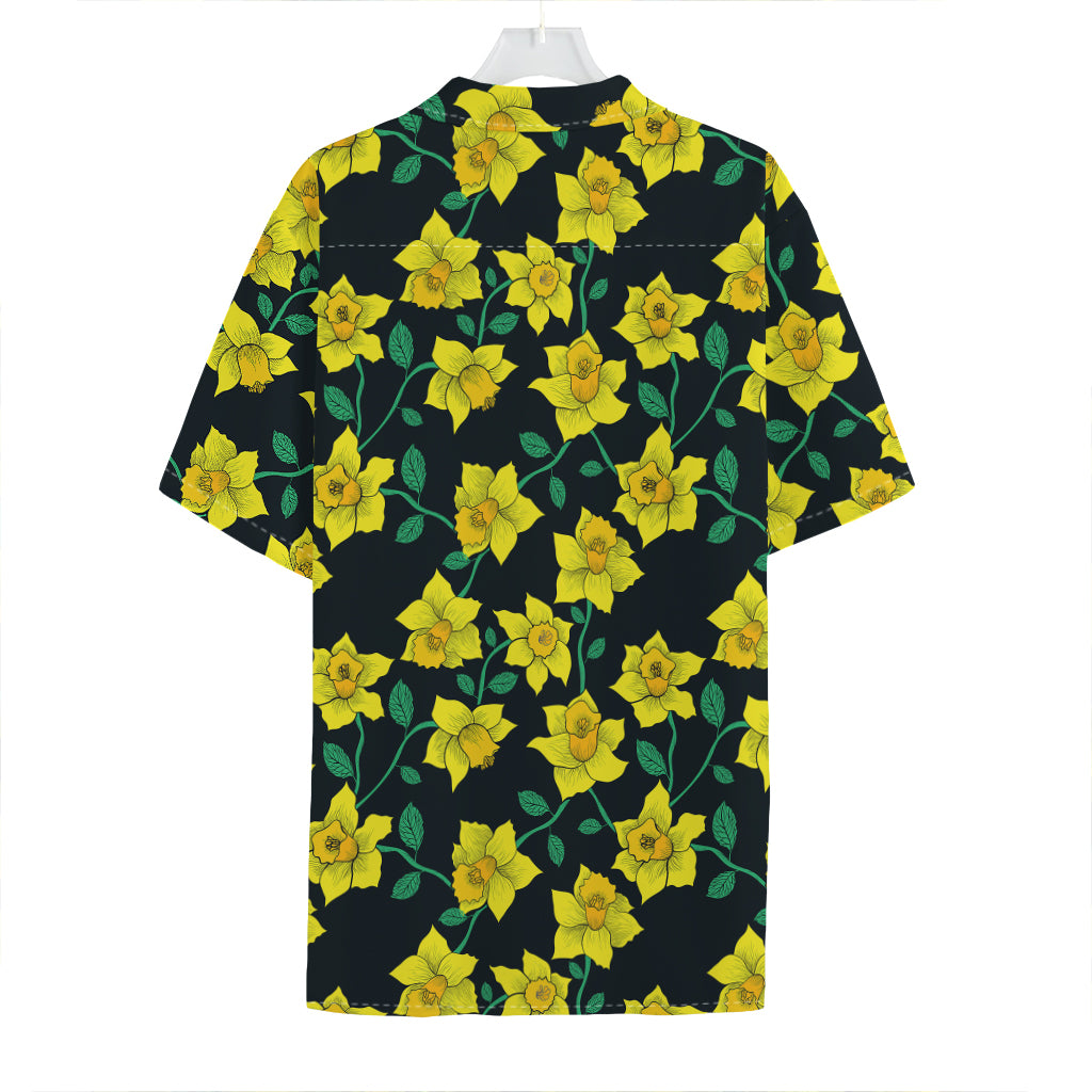 Drawing Daffodil Flower Pattern Print Hawaiian Shirt