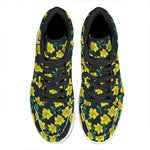 Drawing Daffodil Flower Pattern Print High Top Leather Sneakers