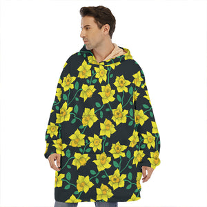 Drawing Daffodil Flower Pattern Print Hoodie Blanket