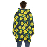 Drawing Daffodil Flower Pattern Print Hoodie Blanket