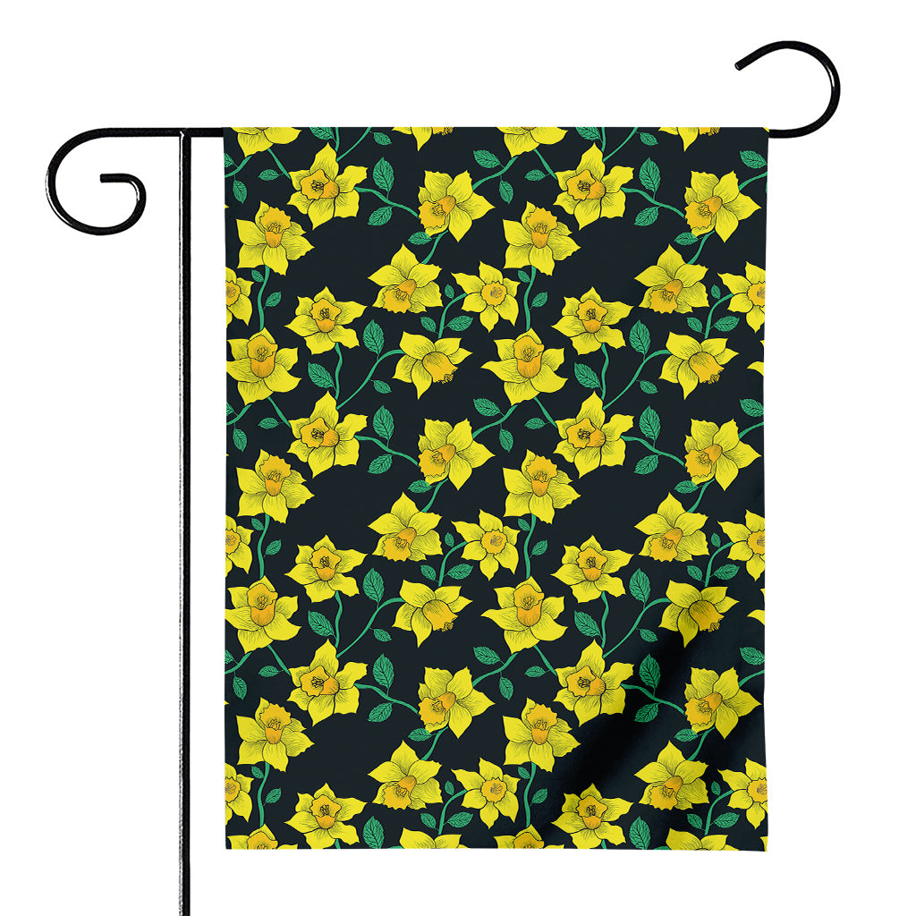 Drawing Daffodil Flower Pattern Print House Flag