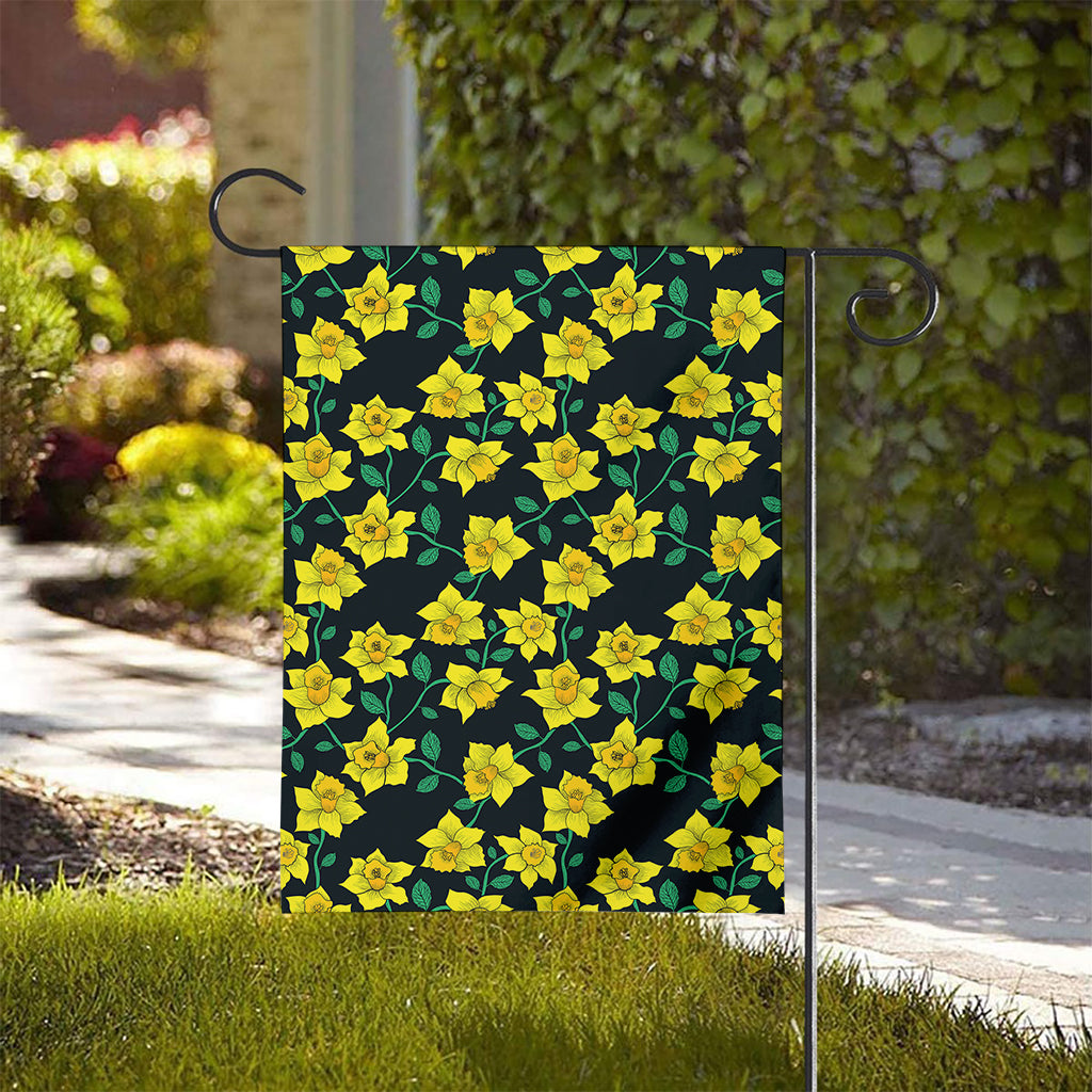 Drawing Daffodil Flower Pattern Print House Flag