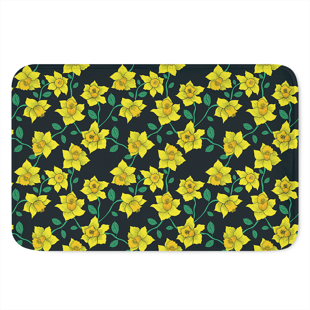 Drawing Daffodil Flower Pattern Print Indoor Door Mat