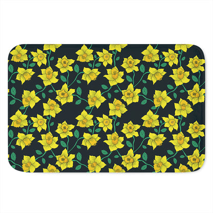 Drawing Daffodil Flower Pattern Print Indoor Door Mat