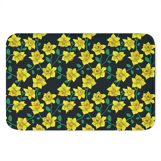 Drawing Daffodil Flower Pattern Print Indoor Door Mat