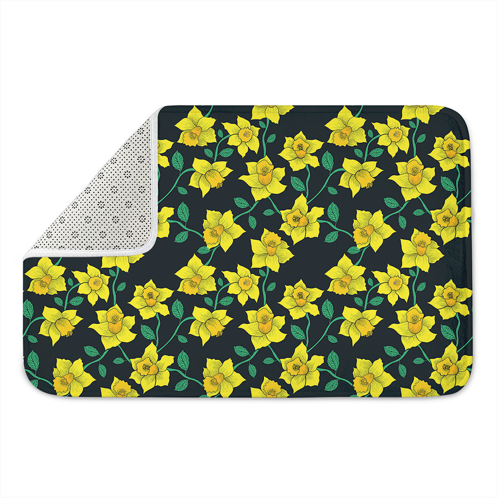 Drawing Daffodil Flower Pattern Print Indoor Door Mat