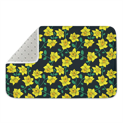 Drawing Daffodil Flower Pattern Print Indoor Door Mat