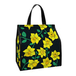 Drawing Daffodil Flower Pattern Print Insulated Lunch Tote
