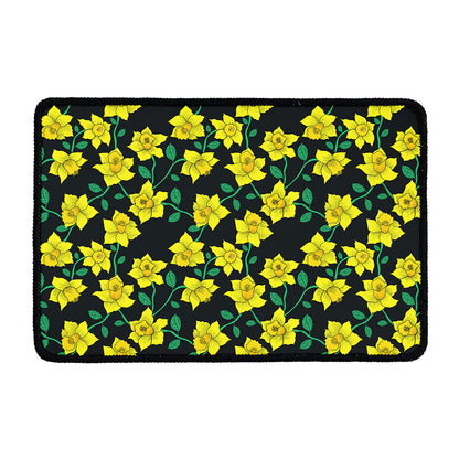 Drawing Daffodil Flower Pattern Print Kitchen Mat