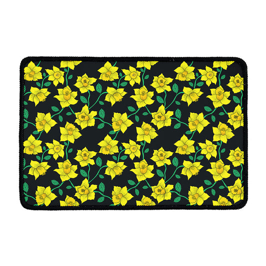 Drawing Daffodil Flower Pattern Print Kitchen Mat